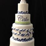 Nautical Themed Lighthouse Cake with Handmade Keepsake Cake Topper